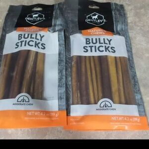 Dentley's Dog Chews Bully Sticks Small Medium Dogs 8 ct LOT OF 2 "NEW"